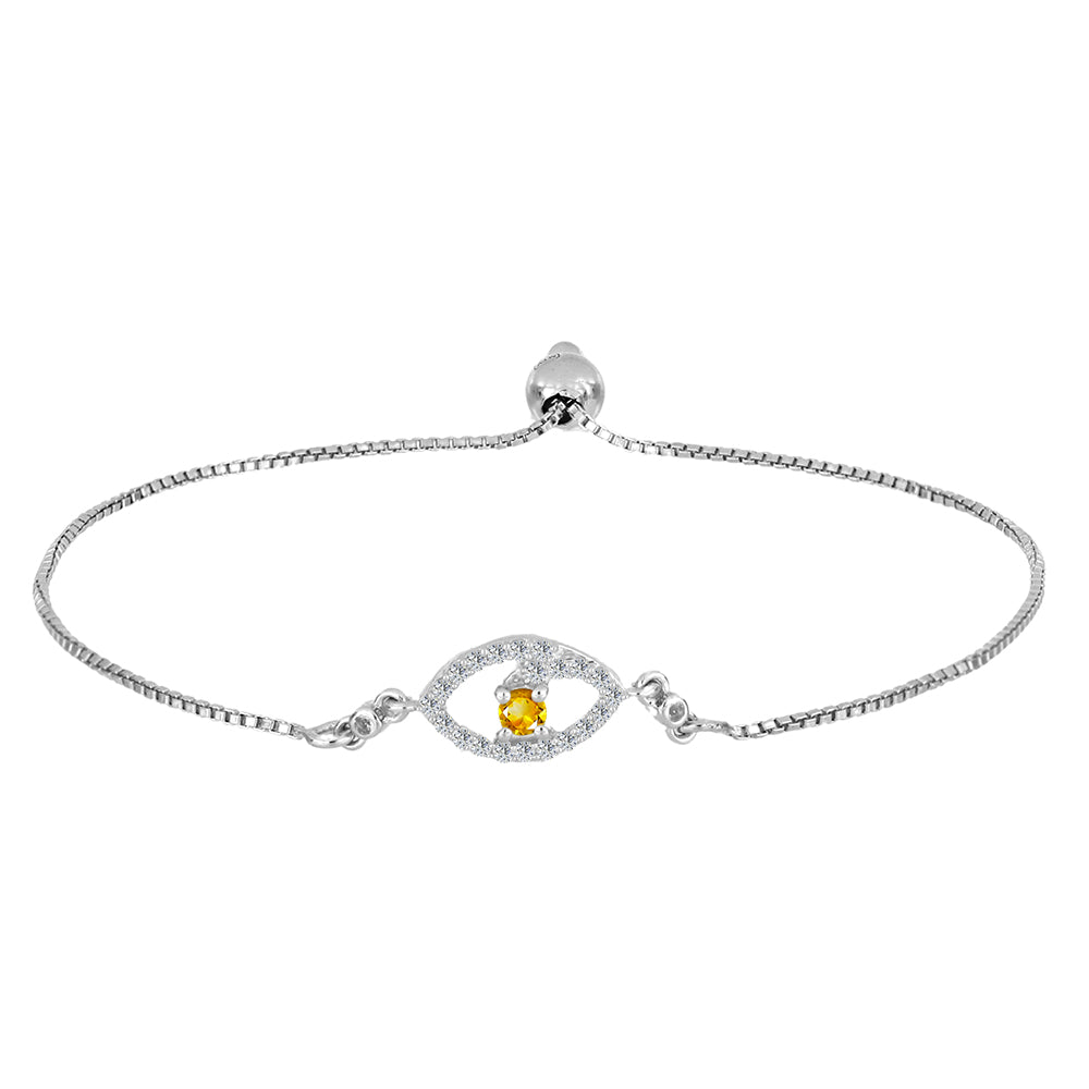 Pulsera de Plata con Citrino de los Montes Urales y Topacio Blanco