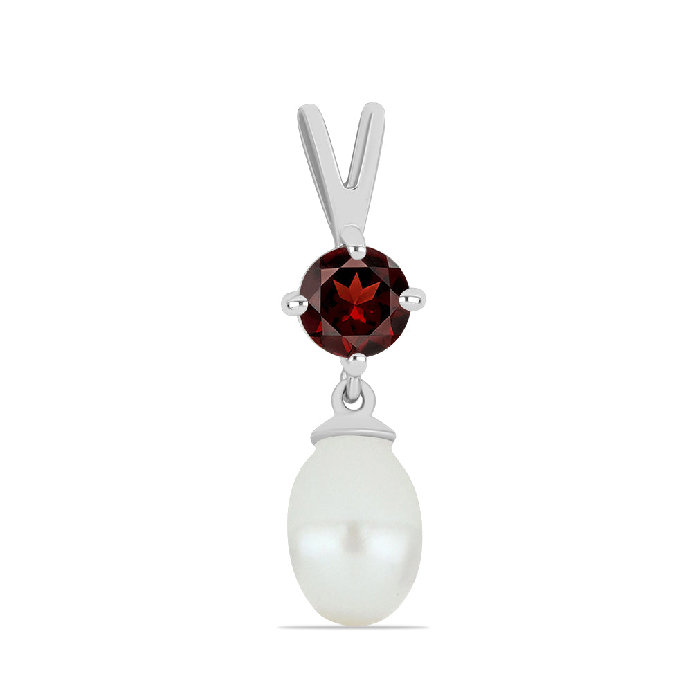 Colgante de Plata con Granate Barton y Perla de Agua Dulce