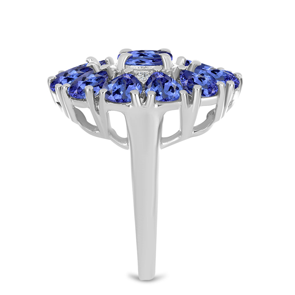 Anillo de Plata con Tanzanita y Topacio Blanco