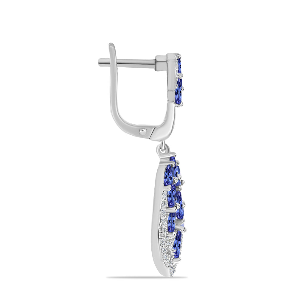 Pendientes de Plata con Tanzanita y Topacio Blanco
