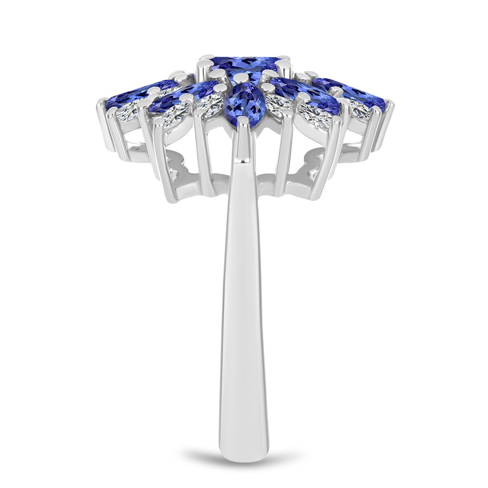 Anillo de Plata con Tanzanita y Zircón Blanco