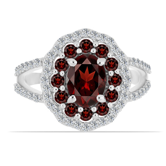 Anillo de Plata con Granate Barton y Topacio Blanco