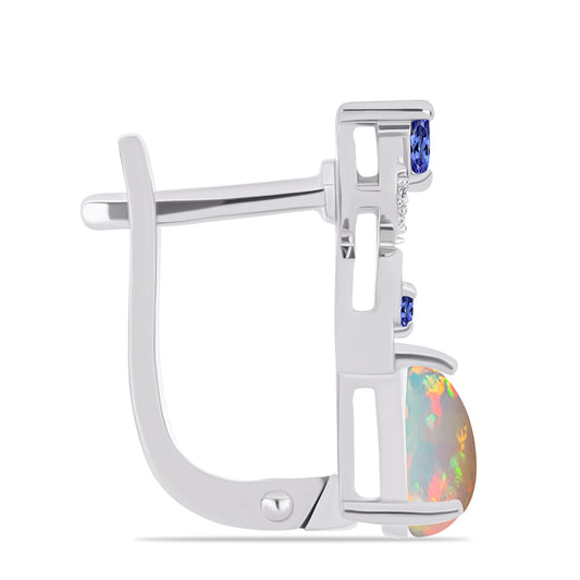 Pendientes de Plata con Tanzanita y Ópalo Etíope de Lega Dembi