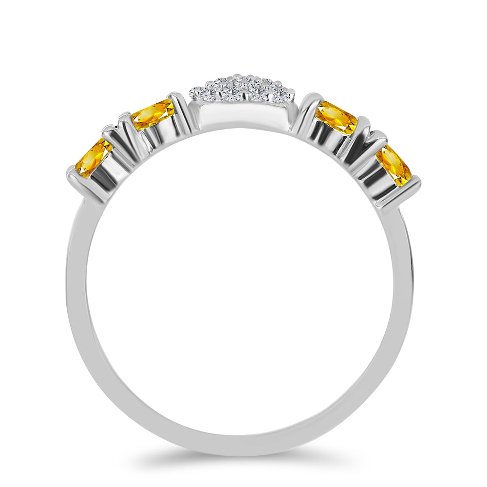 Anillo de Plata con Citrino de los Montes Urales y Topacio Blanco