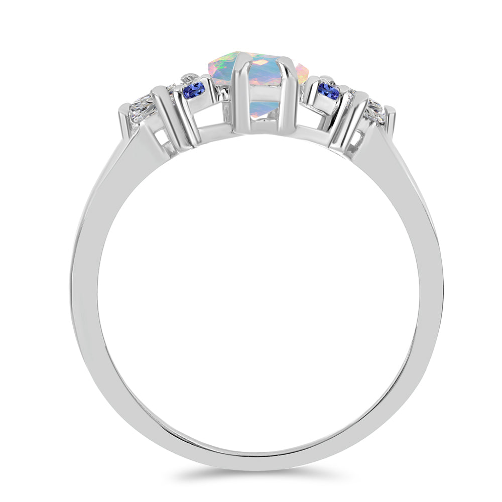 Anillo de Plata con Tanzanita y Ópalo Etíope de Lega Dembi