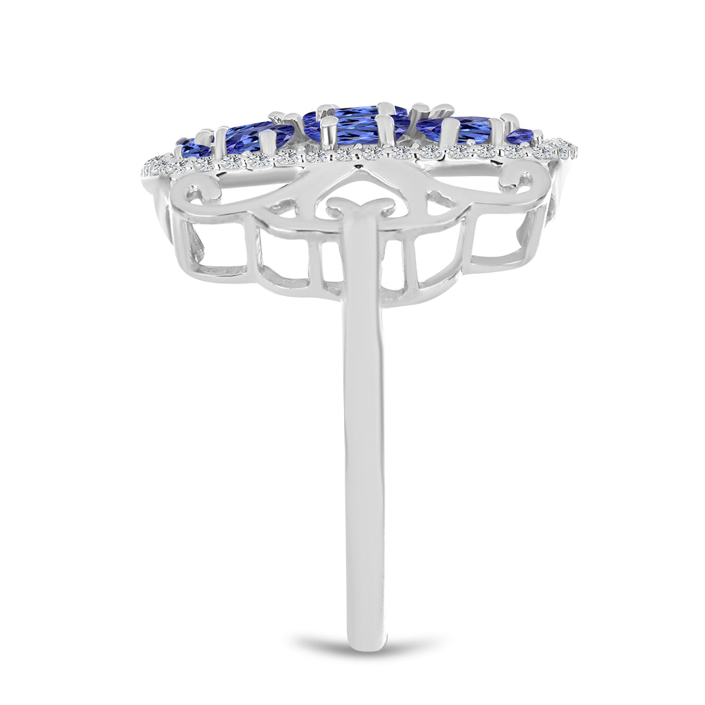 Anillo de Plata con Tanzanita y Topacio Blanco