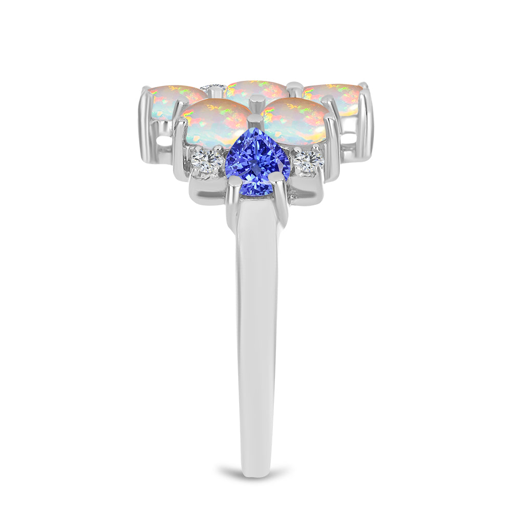 Anillo de Plata con Tanzanita y Ópalo Etíope de Lega Dembi