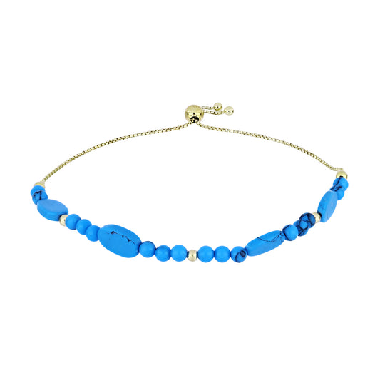 Pulsera de Plata Bañada en Oro con Turquesa Bella Durmiente