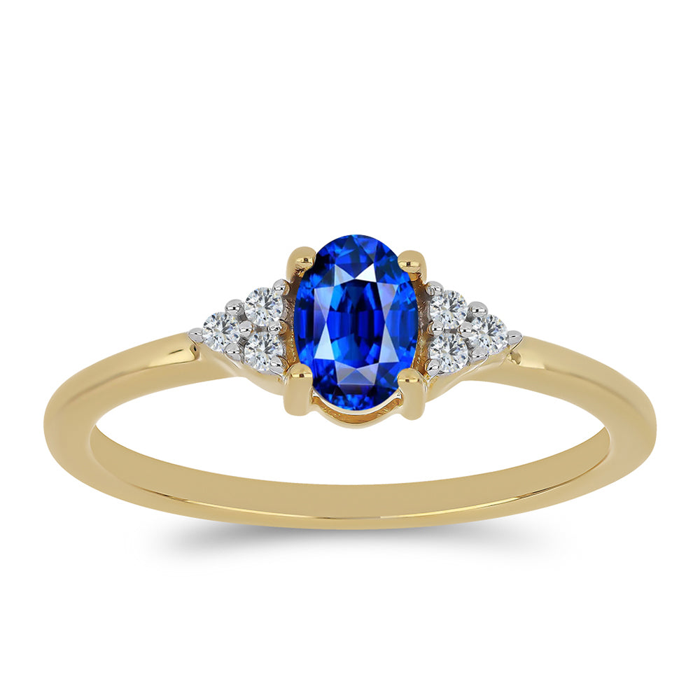 Anillo de Plata Bañada en Oro con Zafiro Azul Australiano y Topacio Blanco