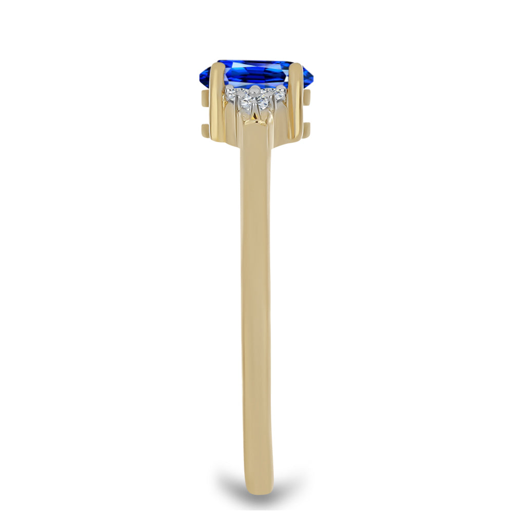 Anillo de Plata Bañada en Oro con Zafiro Azul Australiano y Topacio Blanco