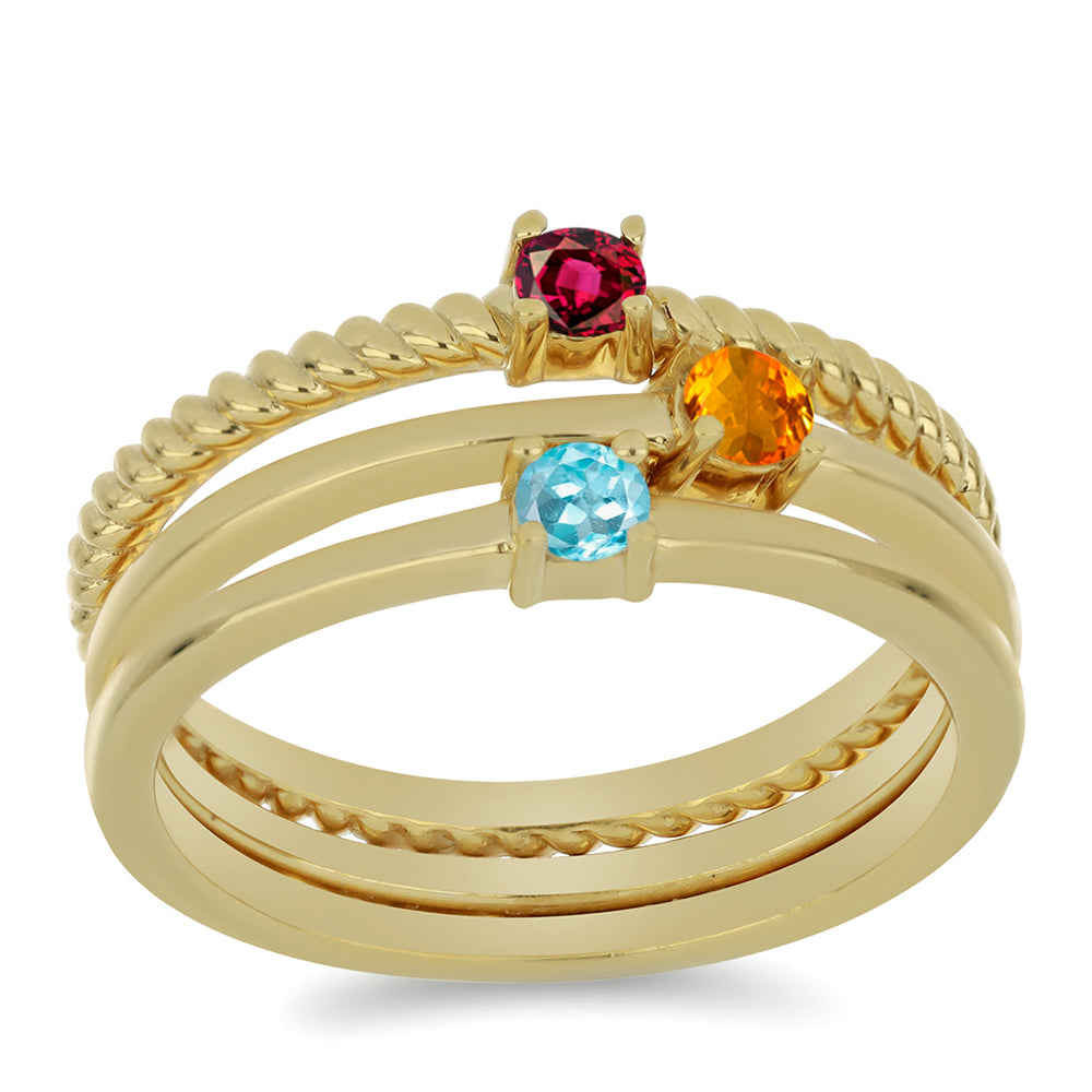Conjunto de Plata Bañada en Oro con Granate Barton y Citrino de los Montes Urales ( Anillo )