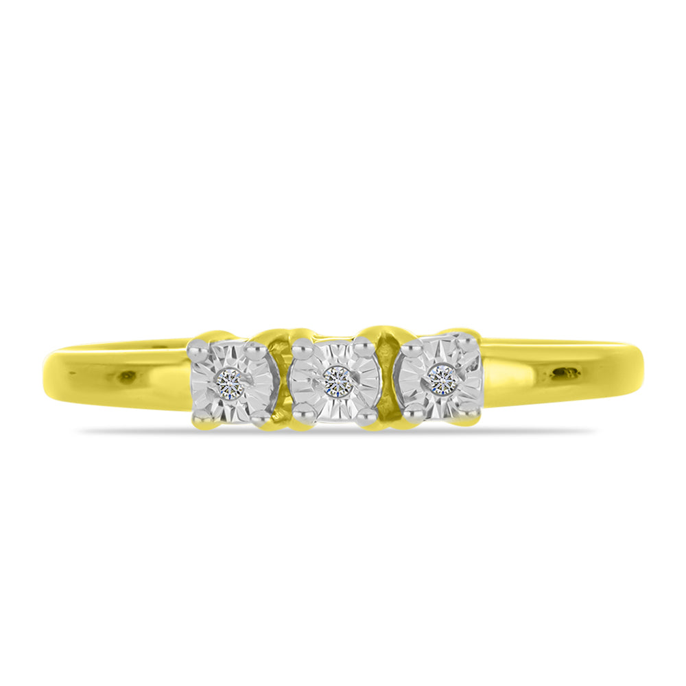 Anillo de Plata Bañada en Oro con Diamante blanco