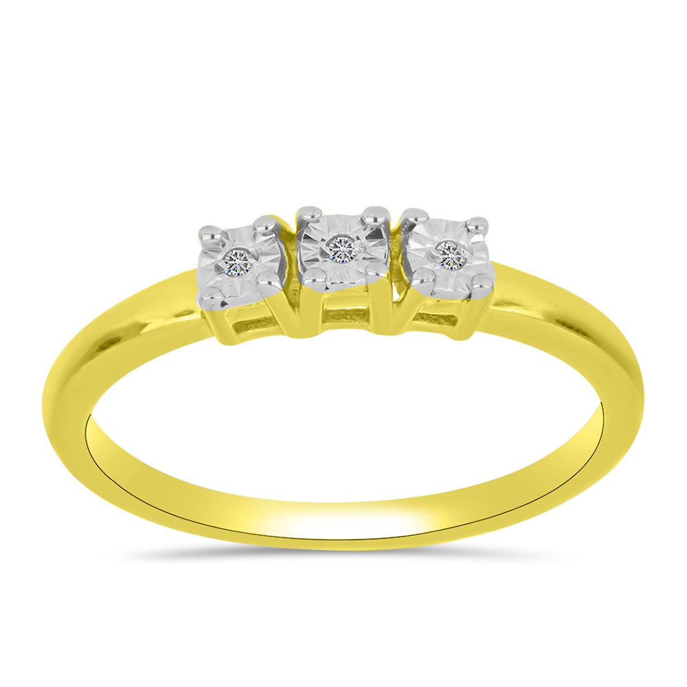 Anillo de Plata Bañada en Oro con Diamante blanco