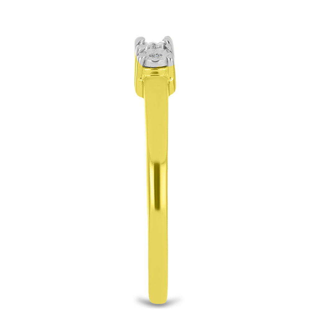 Anillo de Plata Bañada en Oro con Diamante blanco