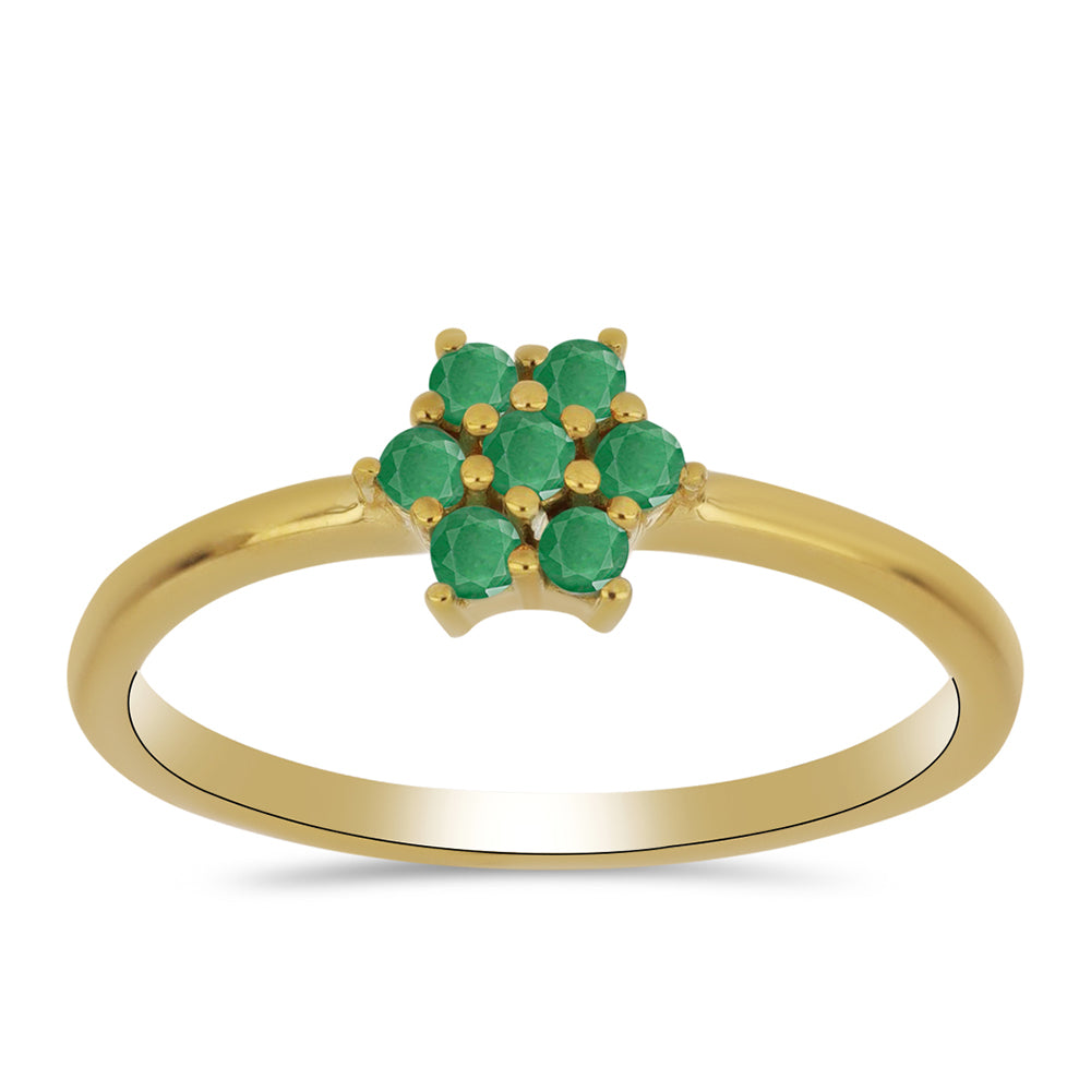 Anillo de Plata Bañada en Oro con Esmeralda de Brasil