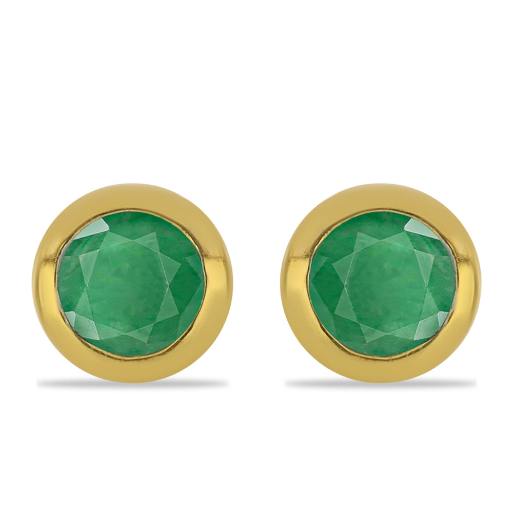 Pendientes de Plata Bañada en Oro con Esmeralda de Brasil
