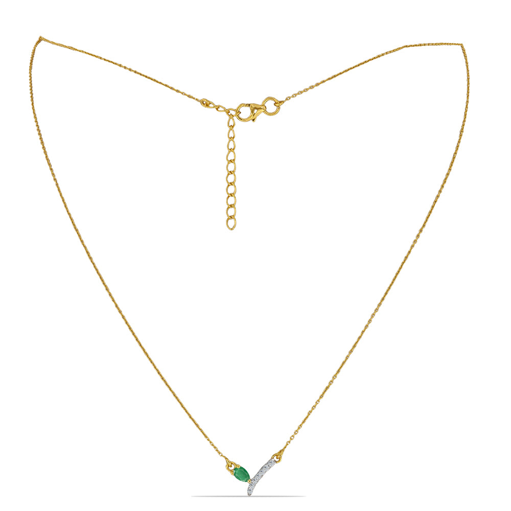 Collar de Plata Bañada en Oro con Esmeralda de Brasil y Zircón Blanco