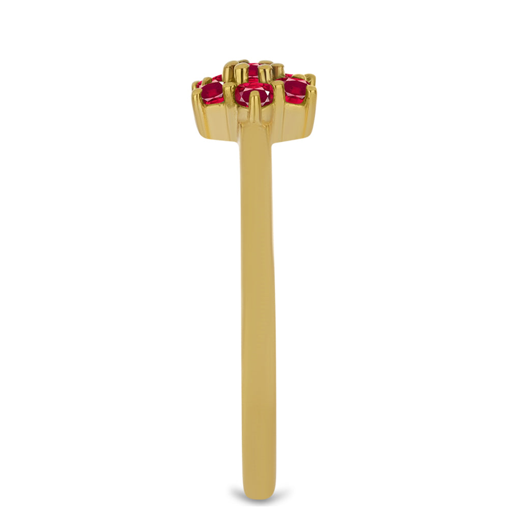 Anillo de Plata Bañada en Oro con Rubí de Madagascar