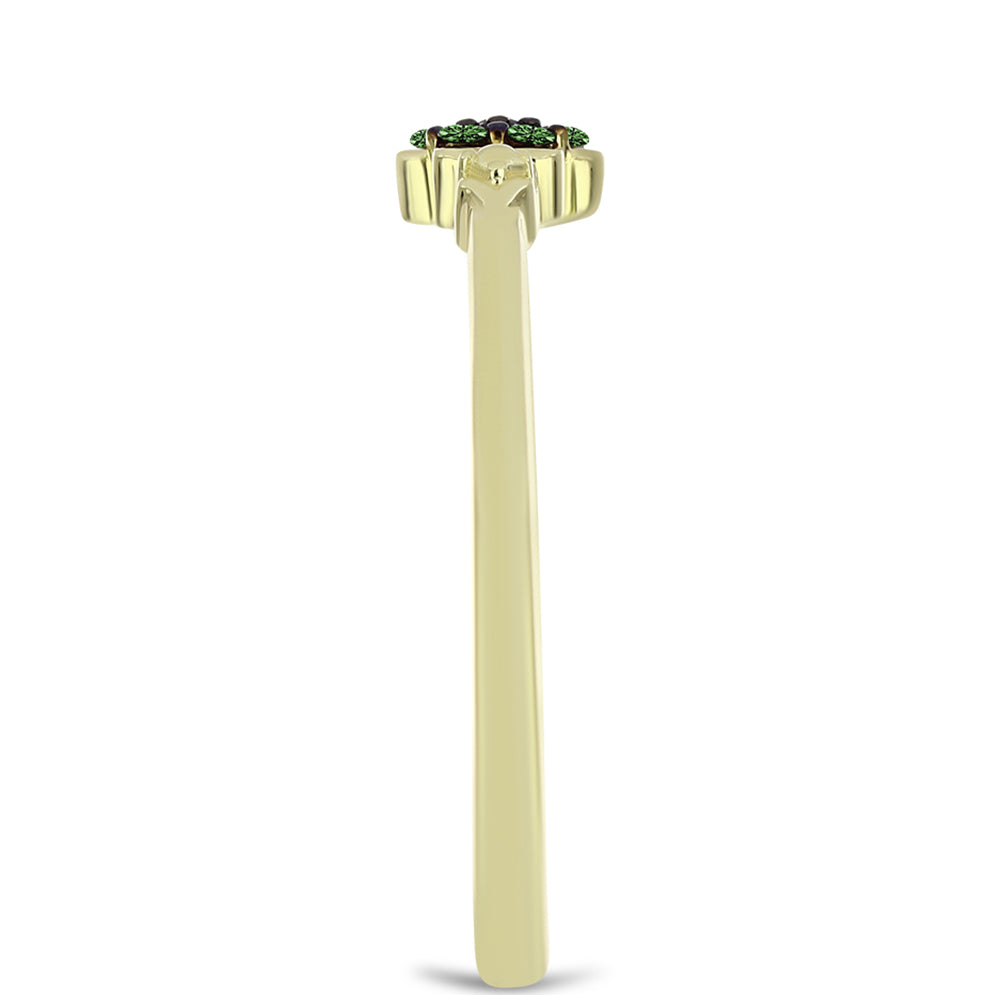 Anillo de Plata Bañada en Oro con Diamante Verde