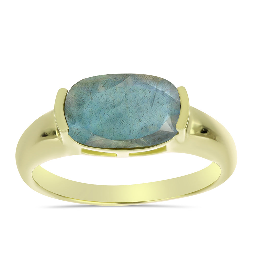 Anillo de Plata Bañada en Oro con Labradorita