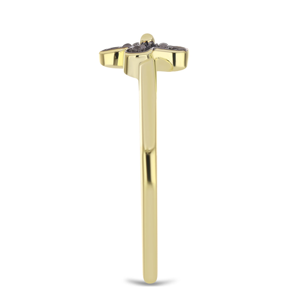 Anillo de Plata Bañada en Oro con Diamante Verde