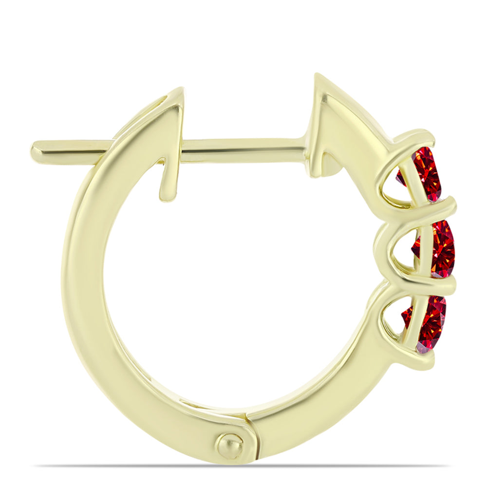 Pendientes de Plata Bañada en Oro con Majestuosa moisanita roja