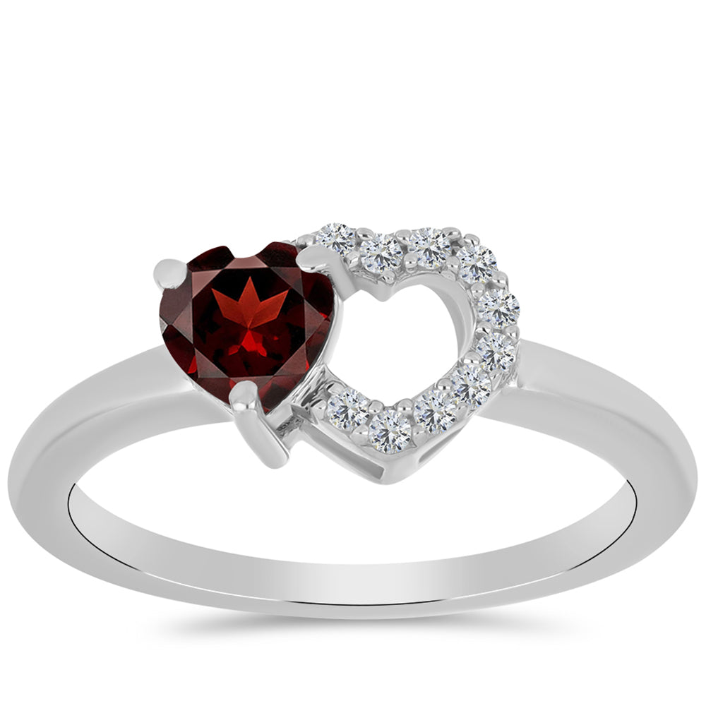 Anillo de Plata con Granate Barton y Topacio Blanco