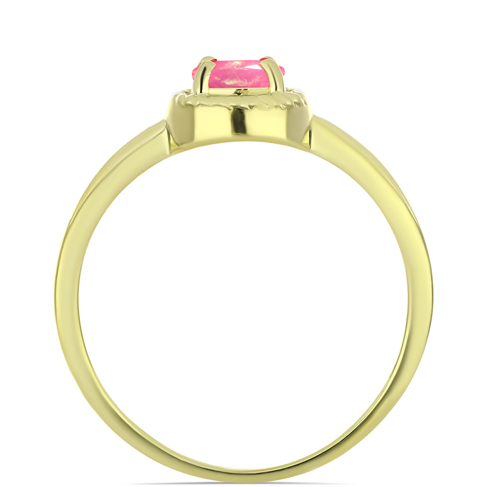 Anillo de Plata Bañada en Oro con Ópalo Rosa Etíope de Lega Dembi