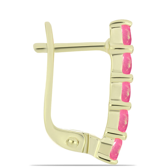 Pendientes de Plata Bañada en Oro con Ópalo Rosa Etíope de Lega Dembi