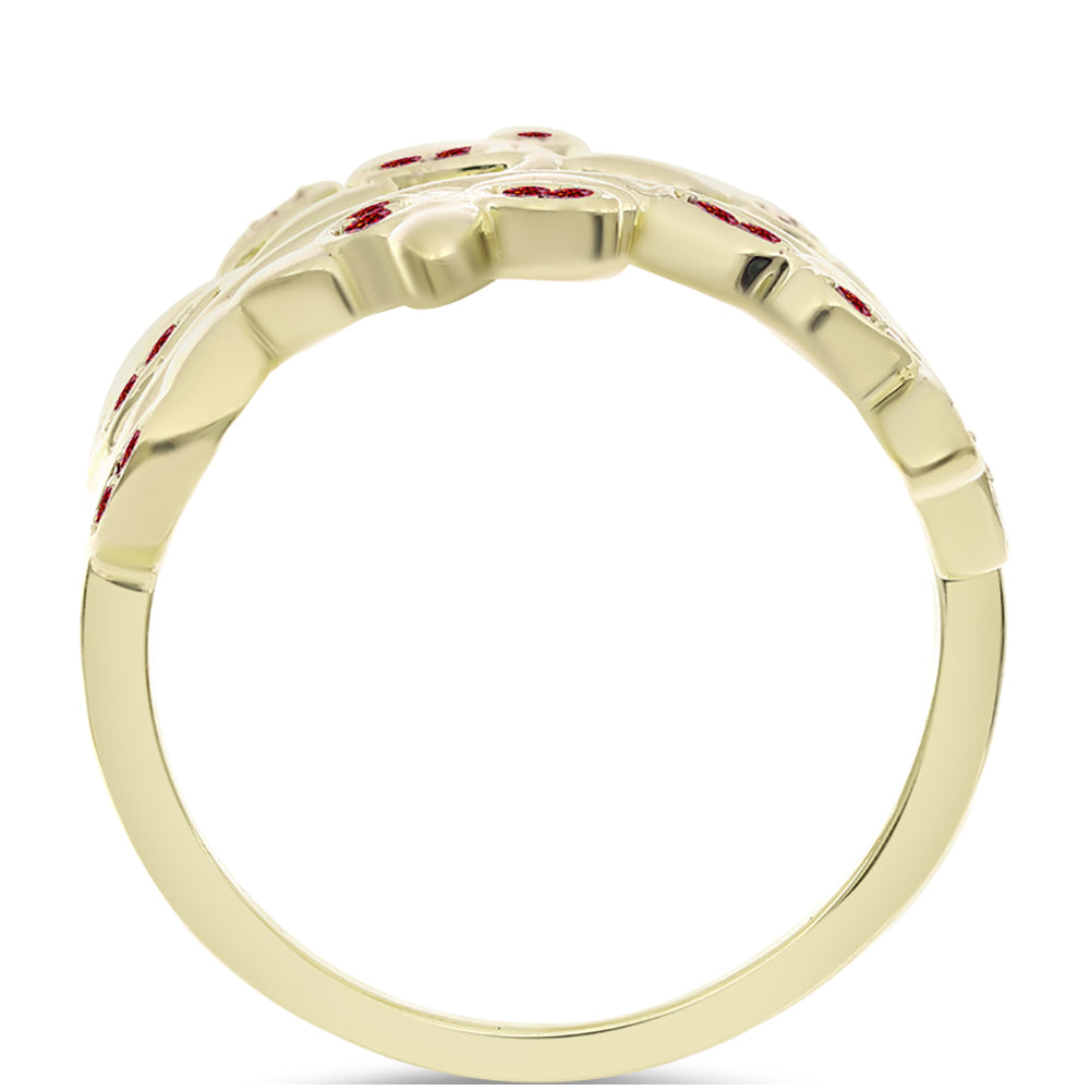Anillo de Plata Bañada en Oro con Majestuosa moisanita roja