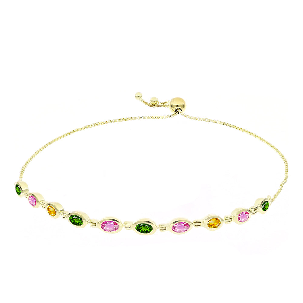 Pulsera de Plata Bañada en Oro con Chakra Turmalina