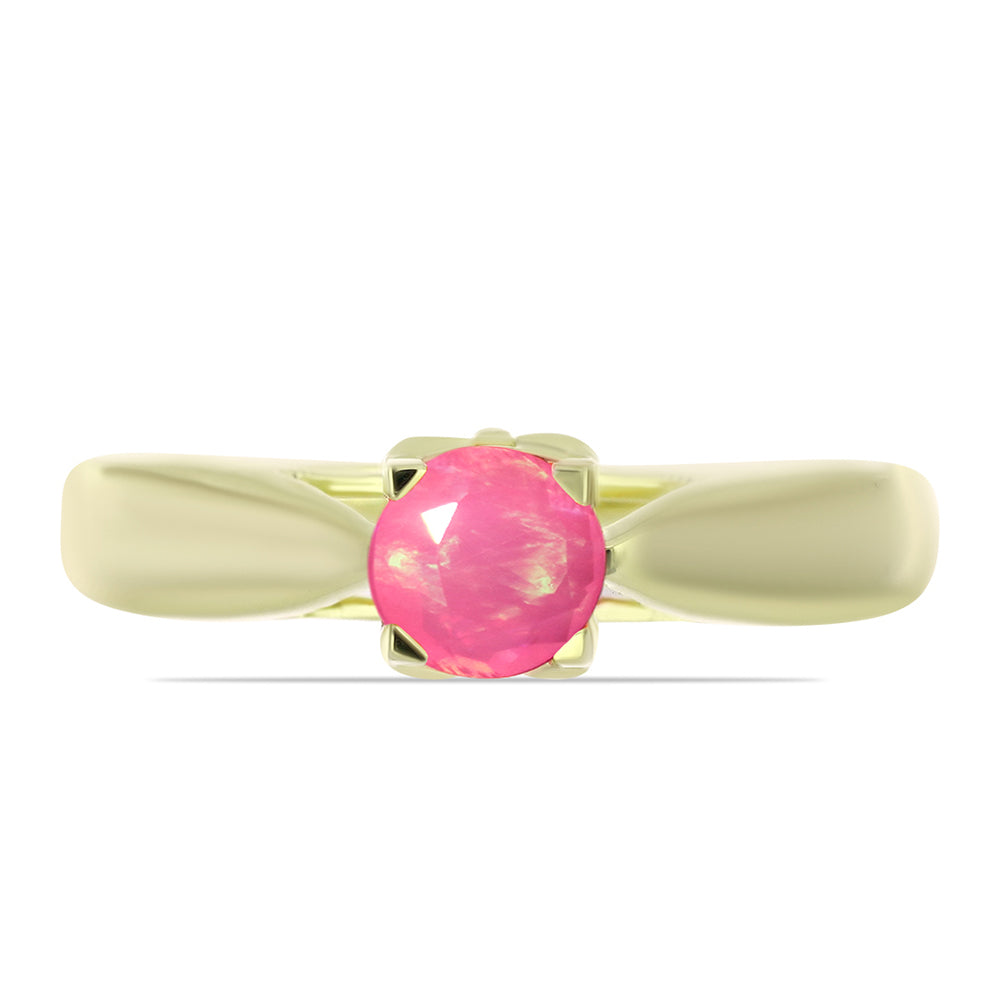 Anillo de Plata Bañada en Oro con Ópalo Rosa Etíope de Lega Dembi