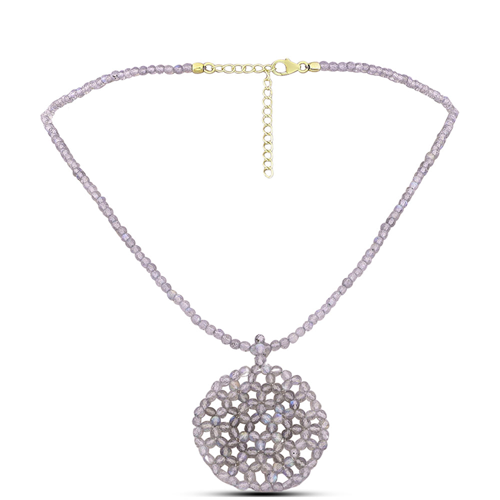 Collar de Plata Bañada en Oro con Labradorita