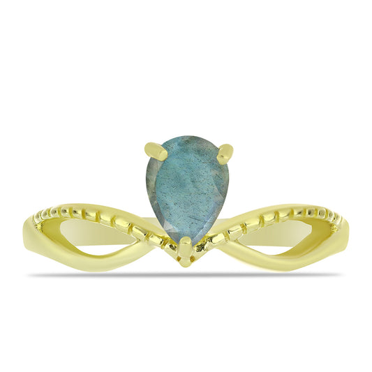 Anillo de Plata Bañada en Oro con Labradorita