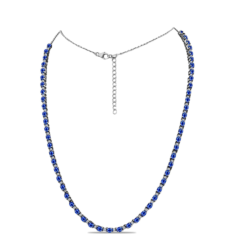 Collar de Plata con Zafiro Azul Australiano y Topacio Blanco