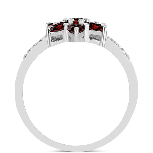 Anillo de Plata con Granate Barton y Topacio Blanco