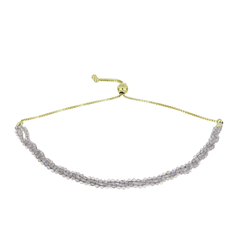Pulsera de Plata Bañada en Oro con Labradorita