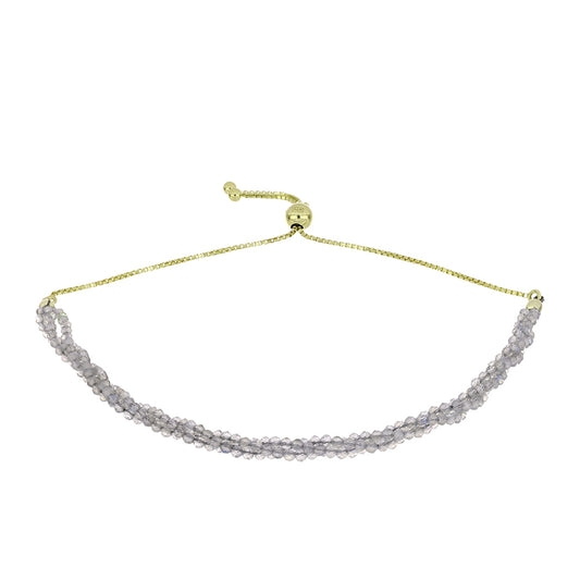 Pulsera de Plata Bañada en Oro con Labradorita