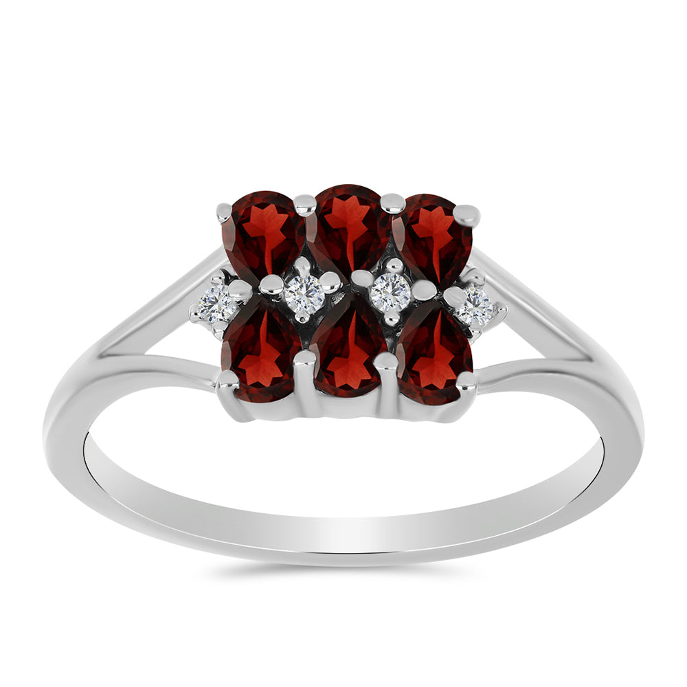 Anillo de Plata con Granate Barton y Topacio Blanco