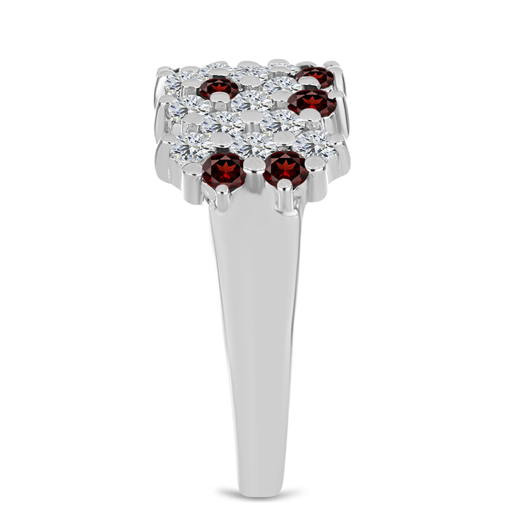 Anillo de Plata con Granate Barton y Topacio Blanco