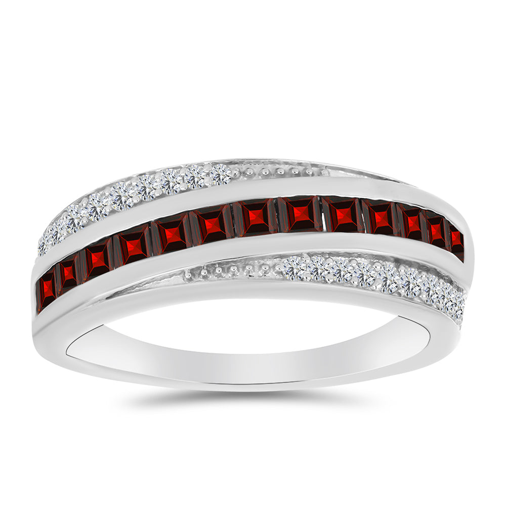 Anillo de Plata con Granate Barton y Topacio Blanco