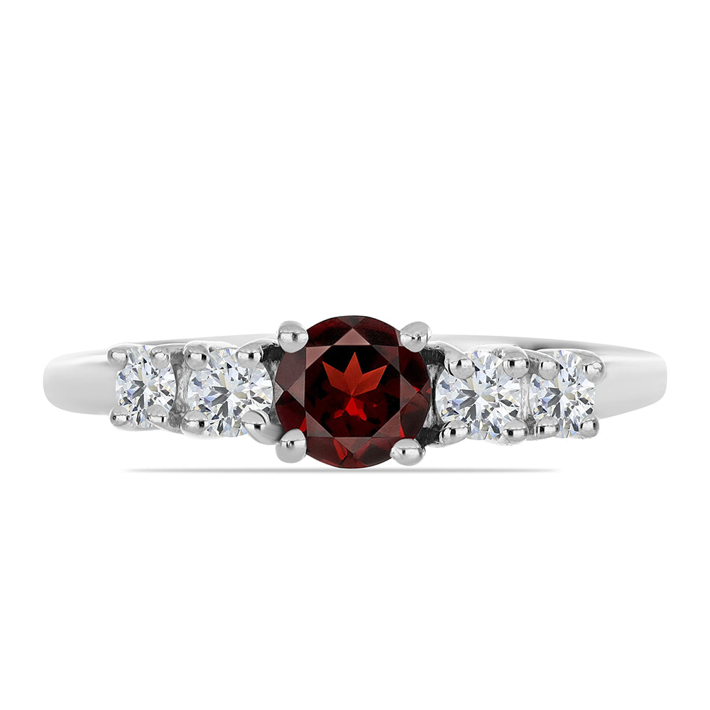 Anillo de Plata con Granate Barton y Topacio Blanco