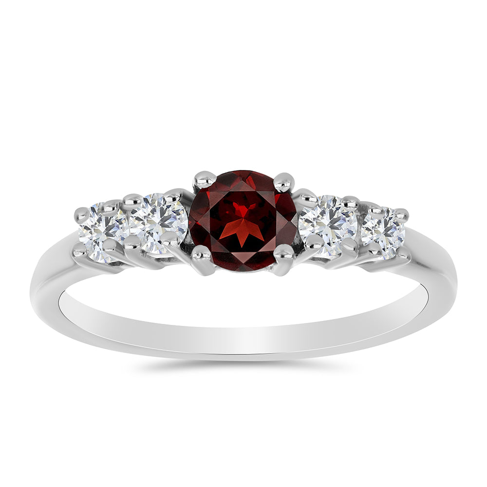 Anillo de Plata con Granate Barton y Topacio Blanco