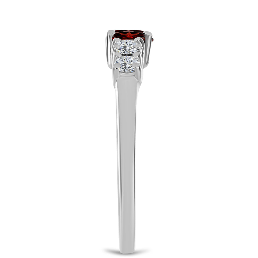 Anillo de Plata con Granate Barton y Topacio Blanco