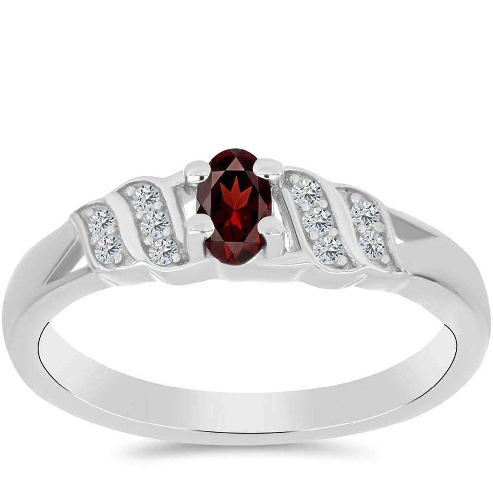 Anillo de Plata con Granate Barton y Topacio Blanco