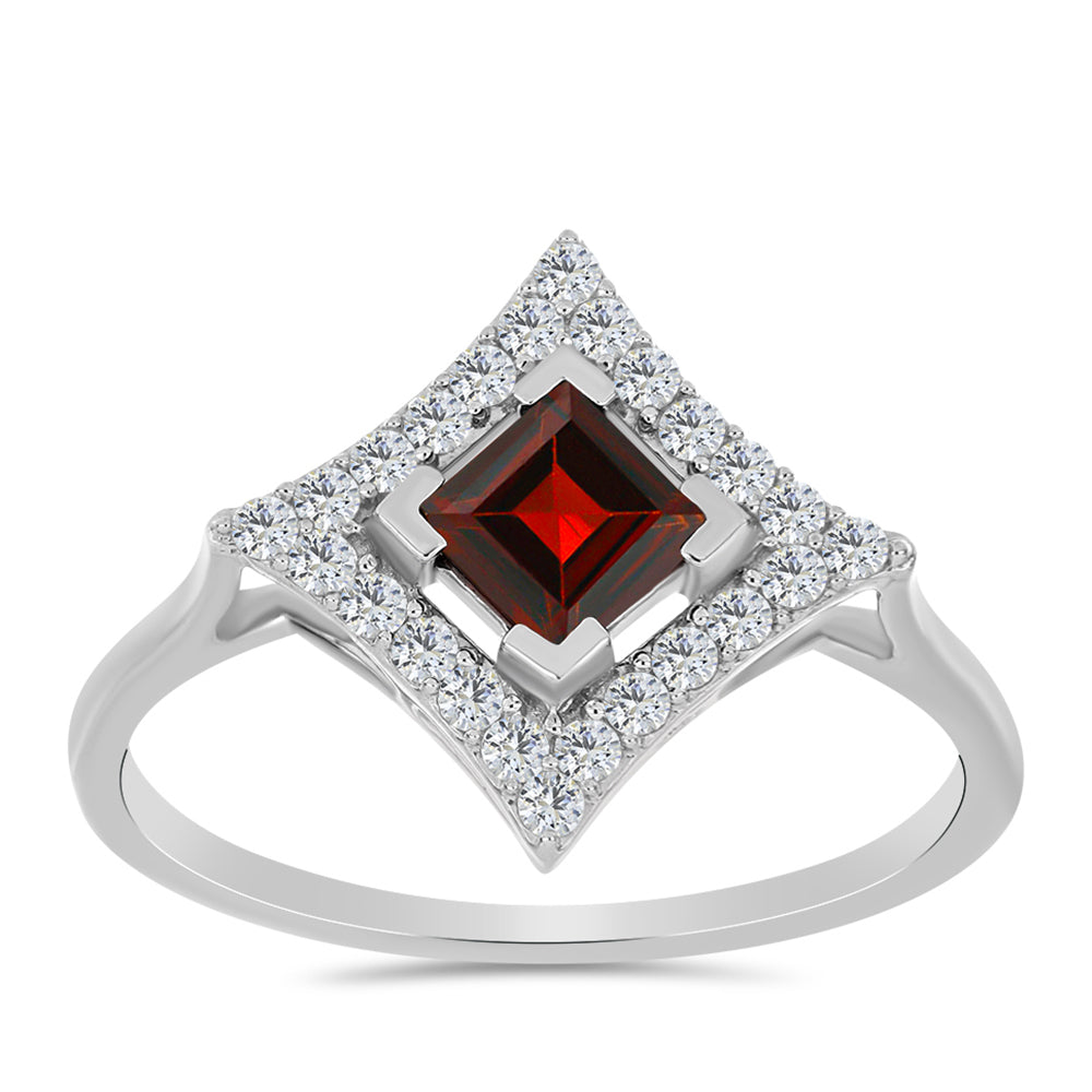 Anillo de Plata con Granate Barton y Topacio Blanco