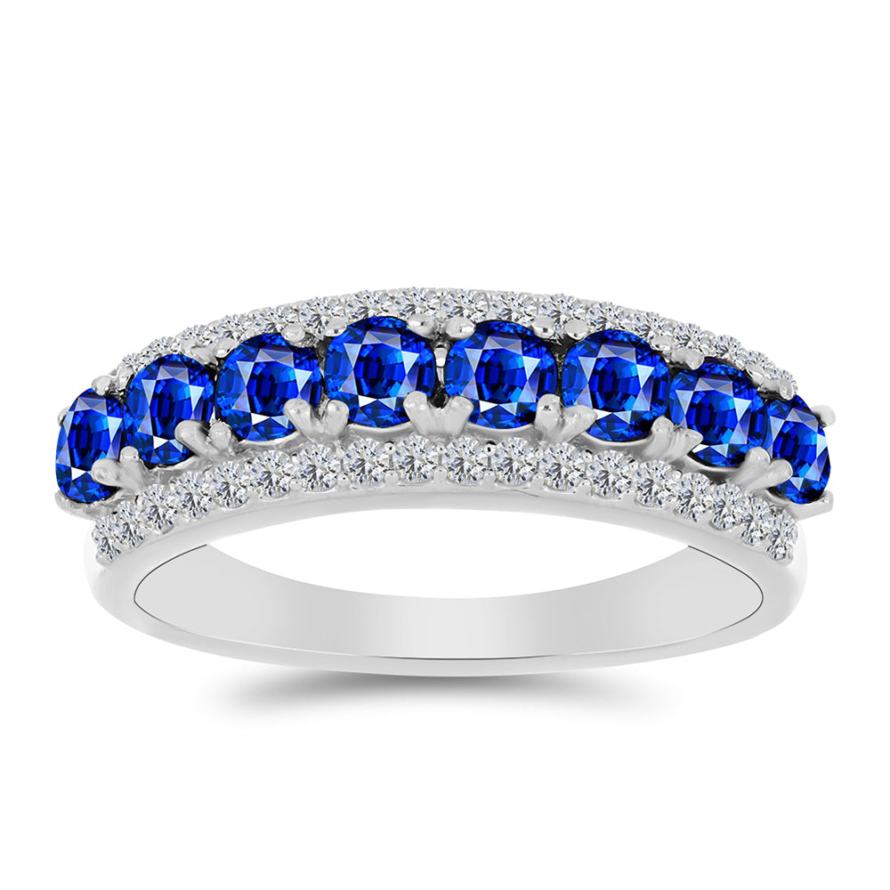 Anillo de Plata con Zafiro Azul Australiano y Topacio Blanco