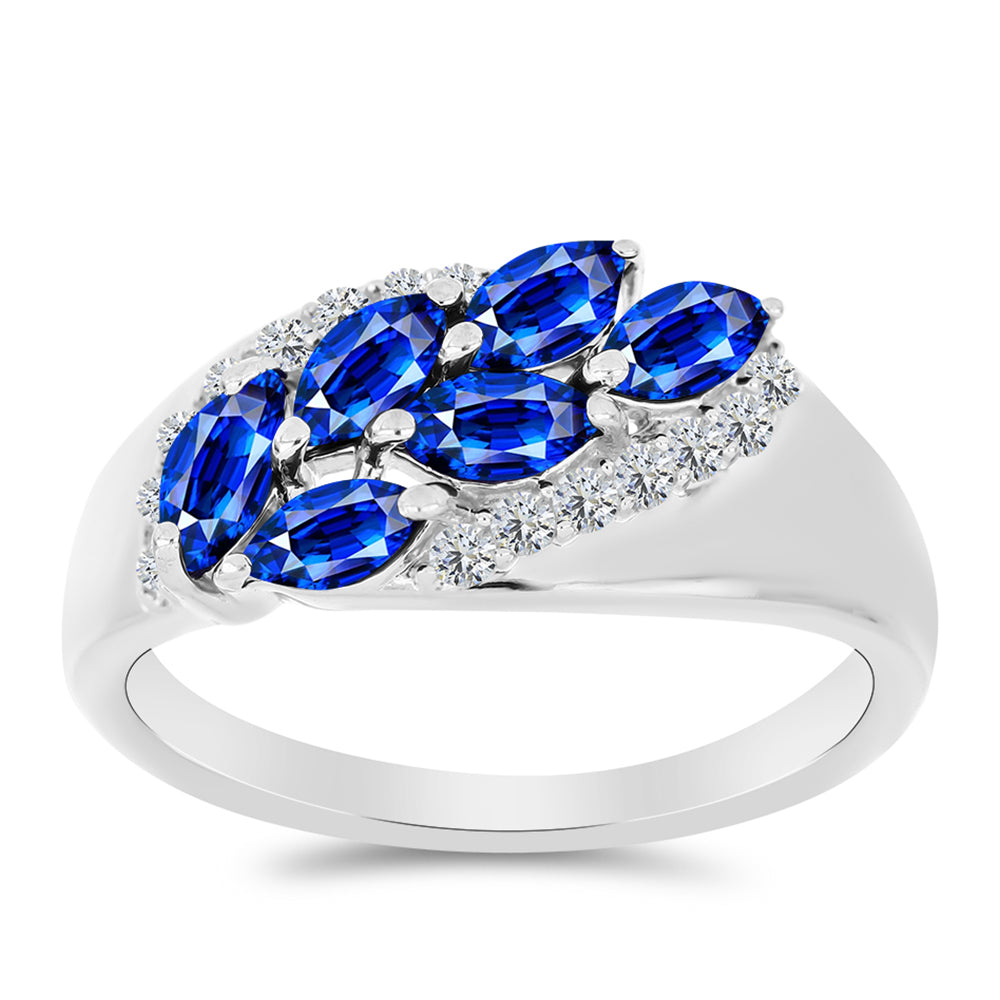 Anillo de Plata con Zafiro Azul Australiano y Topacio Blanco