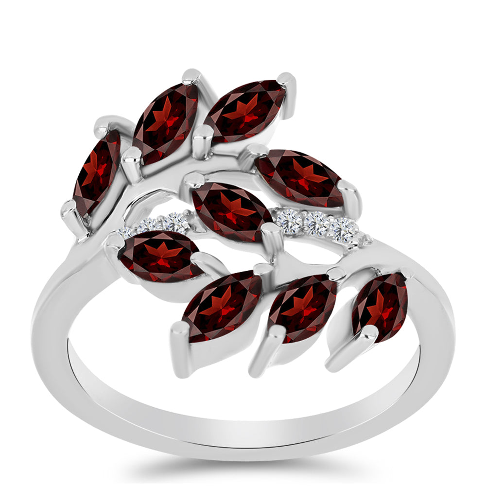 Anillo de Plata con Granate Barton y Topacio Blanco