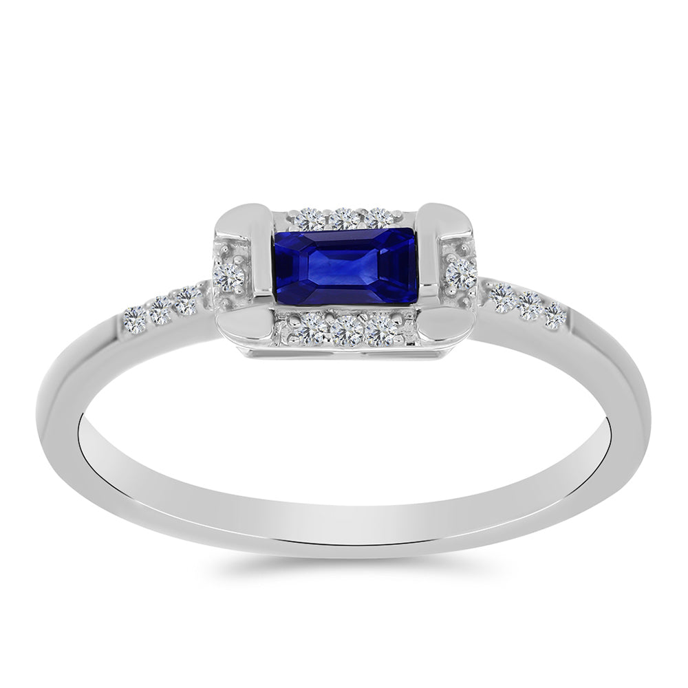 Anillo de Plata con Zafiro Azul Australiano y Topacio Blanco